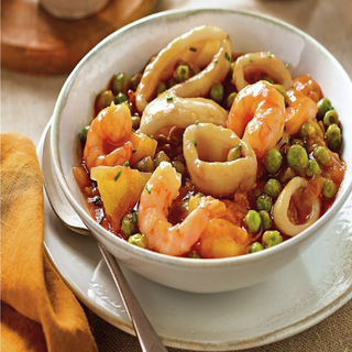 Calamares con Gambas picantes