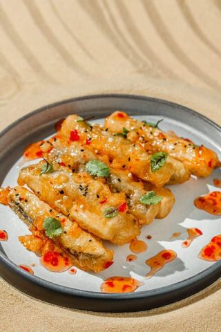 Tempura de Vinete in sos dulce picant