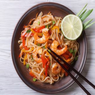 fideos de arroz con gambas