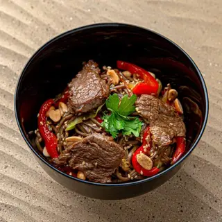 Soba with beef 