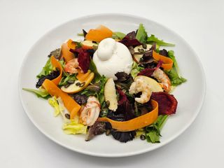 Gamberi e burrata
