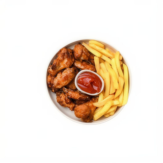Menú alitas de pollo (8 uds.) + patatas + resfresco