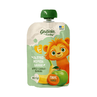 Пюре GaliciaBaby ябл-морк-банан стер90г
