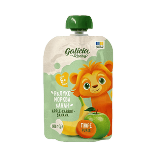 Пюре GaliciaBaby ябл-морк-банан стер90г