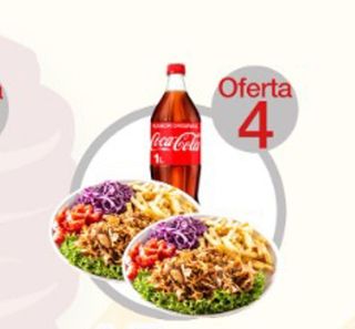 oferta 4 ( 2 platos con papatas fritas y refreco 1l )