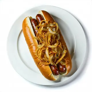 Hot-dog duży z cebulą smażoną