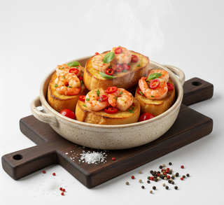 Bruschetta ai gamberetti piccanti