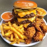 Beef Triple Patty Burger And chips