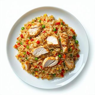 Riso saltato con pollo e baccalà