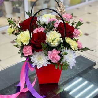 Grande panier de fleurs mélange 