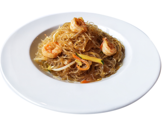 27 Spaghetti di soia con gamberi