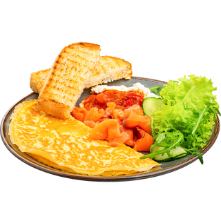 Омлет із лососем та зерновим хлібом(вин)