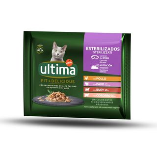Alimento Gatos De Carne Fit And Delicious Ultima Pack 4 X 85 Gr