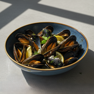 Midii în sos de vin alb