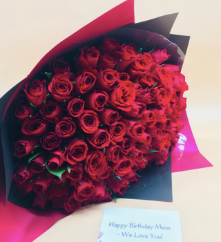 100 Giant Red Roses Handheld Bouquet