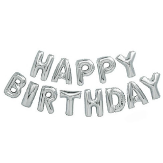 Set Baloane Litere Happy Birthday Argintii