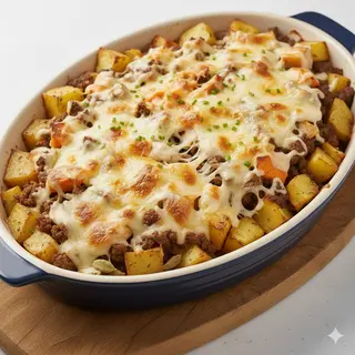 Patatas Con Arroz Y Queso Al Horno