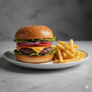 Hamburguesa Con Patatas Fritas