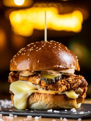 Spicy fried chicken burger
