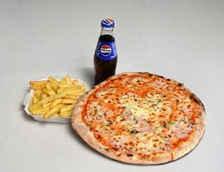 Pizza Capricciosa 20cm + pomfrit + Pepsi