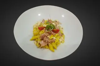 Penne al tonno in salsa gorgonzola con curcuma