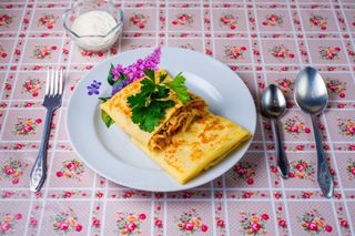Блин с курицей и грибами