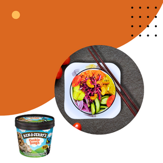 Salmon Poke com Ben And Jerry Cookie Dough