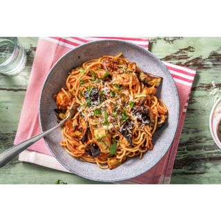 Aubergine And Chicken Pasta Bake