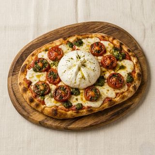 Pinsa de Burrata e Tomate Confitado