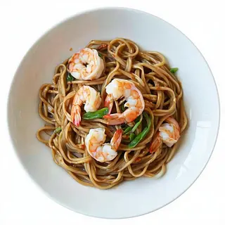 B14. Soba saltati con gamberi