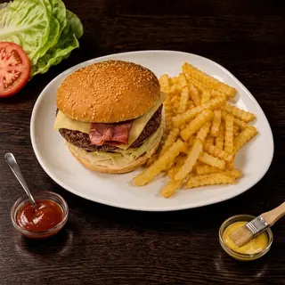 Hamburguesa Especial Con Patatas Fritas