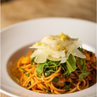 SPAGHETTONI GAMBAS RUCOLA