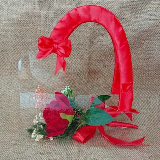 Artificiel Rose Rouge avec sac Plexi