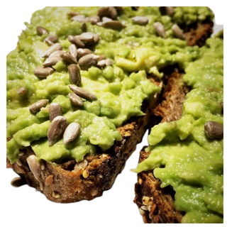 Tostada con aguacate, tomate y semillas