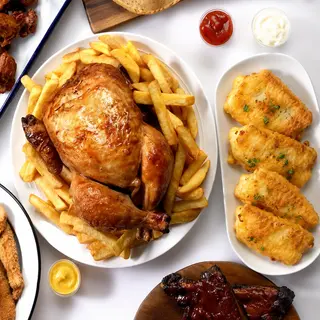 Pollo + Patatas + Bacalao Dorado