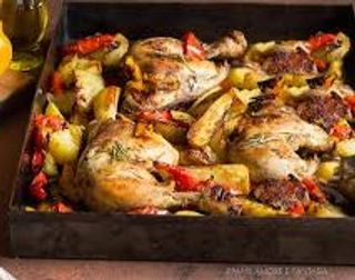 Pollo con patate e peperoni