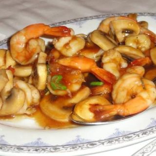 Gambas con champiñones