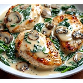 Creamy Chicken With Spinach And Mushroom