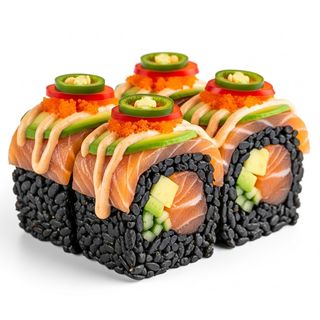 142. Black uramaki spicy sake 4 pezzi