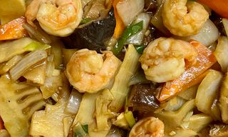 B2 - Gambas com Bambu e Cogumelos