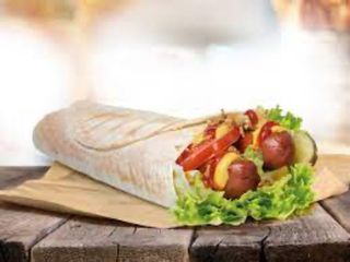 Баварська в лаваші з 2 сосисками