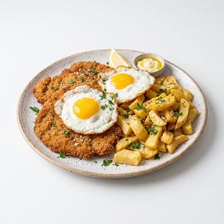 Milanesa a caballo para dos