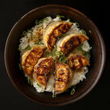 Gyoza on Rice