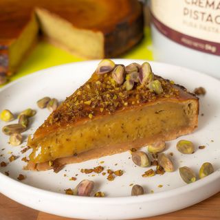 Tarta de Queso de Pistacho y Chocolate Blanco