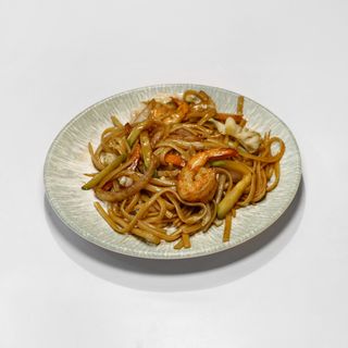 Tallarines Chinos A La Plancha Con Gambas