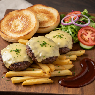 Три броя телешки кюфтета с гаранитура