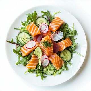 23. Sashimi salad insalata ricoperta di pesce crudo