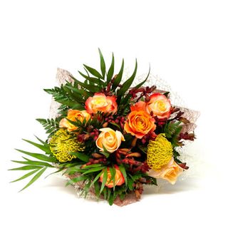 Buchet trandafiri, proteea, astroemeria