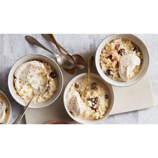 Rice Pudding With Nuts And Ice Cream
