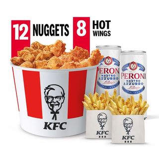 Menu Peroni Nastro Azzurro Bucket 12 Nuggets + 8 Hot Wings